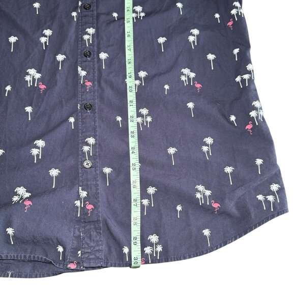 Express Men’s Short Sleeve Button Down Hawaiian Shirt Blue W/ Flamingos Size XL - Picture 6 of 6
